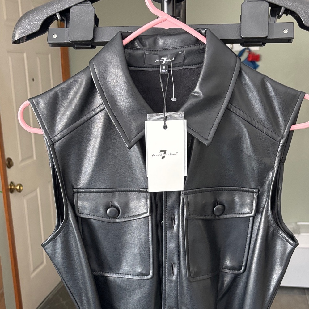 Faux Leather Sleeveless Utility Jumpsuit - Black